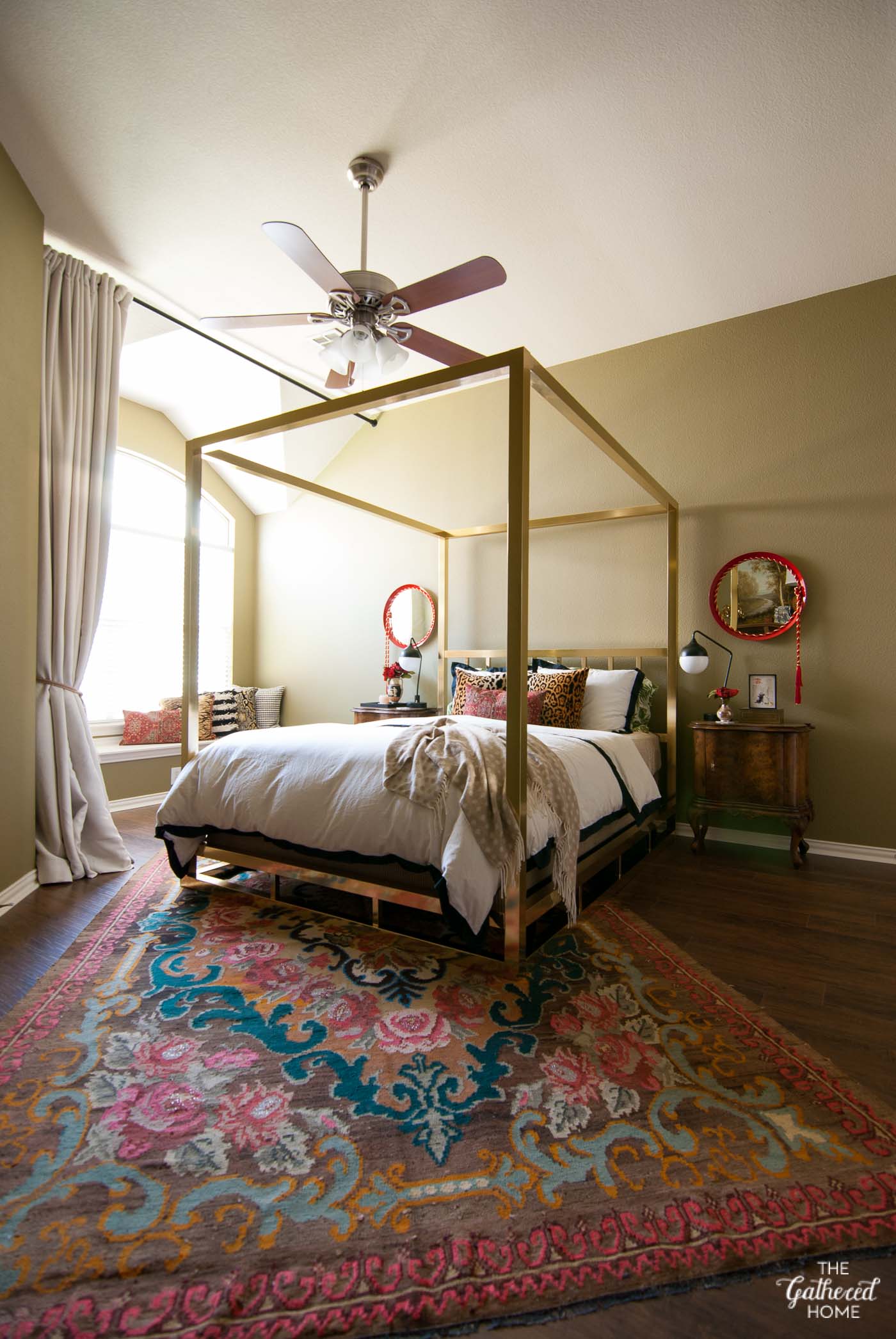 Master Bedroom Reveal: A Khaki & Gold "Loft" Space - The Gathered Home